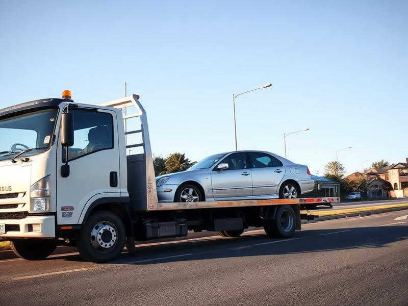 Tilt tray tow truck loading a broken down sedan on a Perth roadside